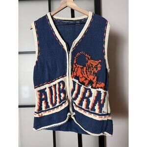 Vintage Knit Eagle's Eye Auburn Vest Size XL